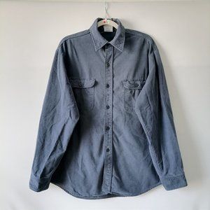 Prentiss Mens Vintage Long Sleeve Chest Pockets Blue Button Up Shirt Size L